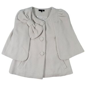 Ryu Bow Cape Coat Womens Small Cream Soft Lined Jacket Feminine Neutral Girly‎